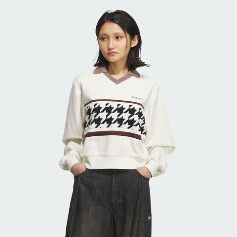 adidas Originals阿迪三叶草2025女子HTTH SWEAT CREW针织无帽卫衣KC2689