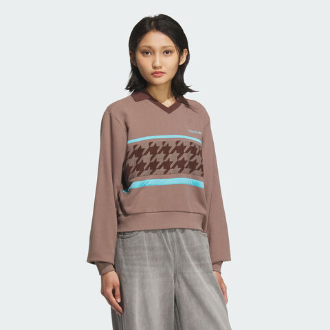 adidas Originals阿迪三叶草2025女子HTTH SWEAT CREW针织无帽卫衣KC2690