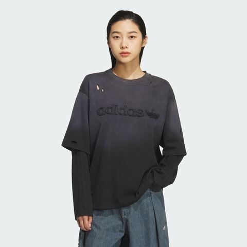 adidas Originals阿迪三叶草2025女子2IN1 TEE LS W针织无领长TKS6112