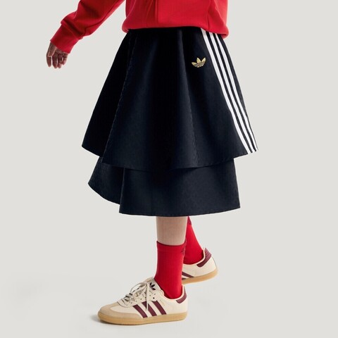 Adidas Original阿迪三叶草2025女大童JG WV SKIRT针织短裙KT4999
