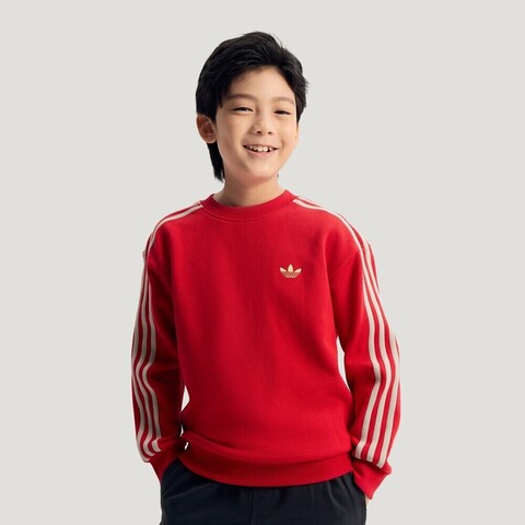 Adidas Original阿迪三叶草2025男大童JK 3S SWEAT针织无帽卫衣IA8933