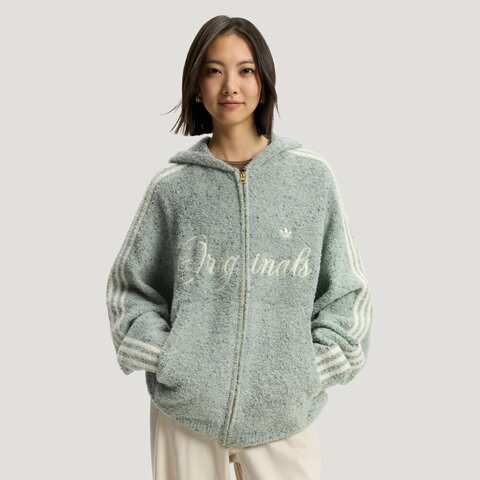 Adidas Original阿迪三叶草2025男子CRFT JKT HOODIE针织连帽外套KT0717