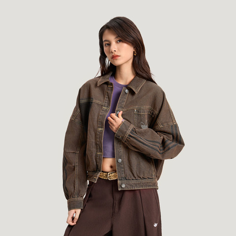 Adidas Original阿迪三叶草2026女子JACKET W牛仔外套KR5041