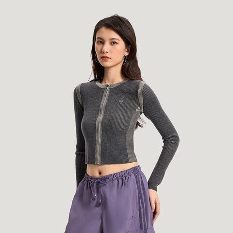 Adidas Original阿迪三叶草2026女子SWEATER JKT W毛线开衫KR5037