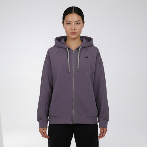 Adidas Original阿迪三叶草2026女子VDAY JKT W针织连帽外套KT6378