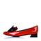 BASTO/百思图秋季专柜同款红色漆皮牛皮浅口女单鞋TH524CM5