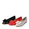 BASTO/百思图春季专柜同款红色牛皮甜美纯色蝴蝶结内增高浅口女单鞋16A11AQ6