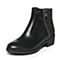 BASTO/百思图冬季专柜同款黑色牛皮女短靴（皮里）TP743DD6
