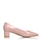 BASTO/百思图春季专柜同款粉色牛皮简约时尚粗中跟尖头女单鞋TX920AQ7