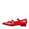 BASTO/百思图秋季红色牛皮漆皮时尚尖头浅口方跟女单鞋F1600CQ7