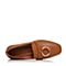 BASTO/百思图秋季棕色羊皮金属装饰方跟乐福鞋女单鞋1195FCM7