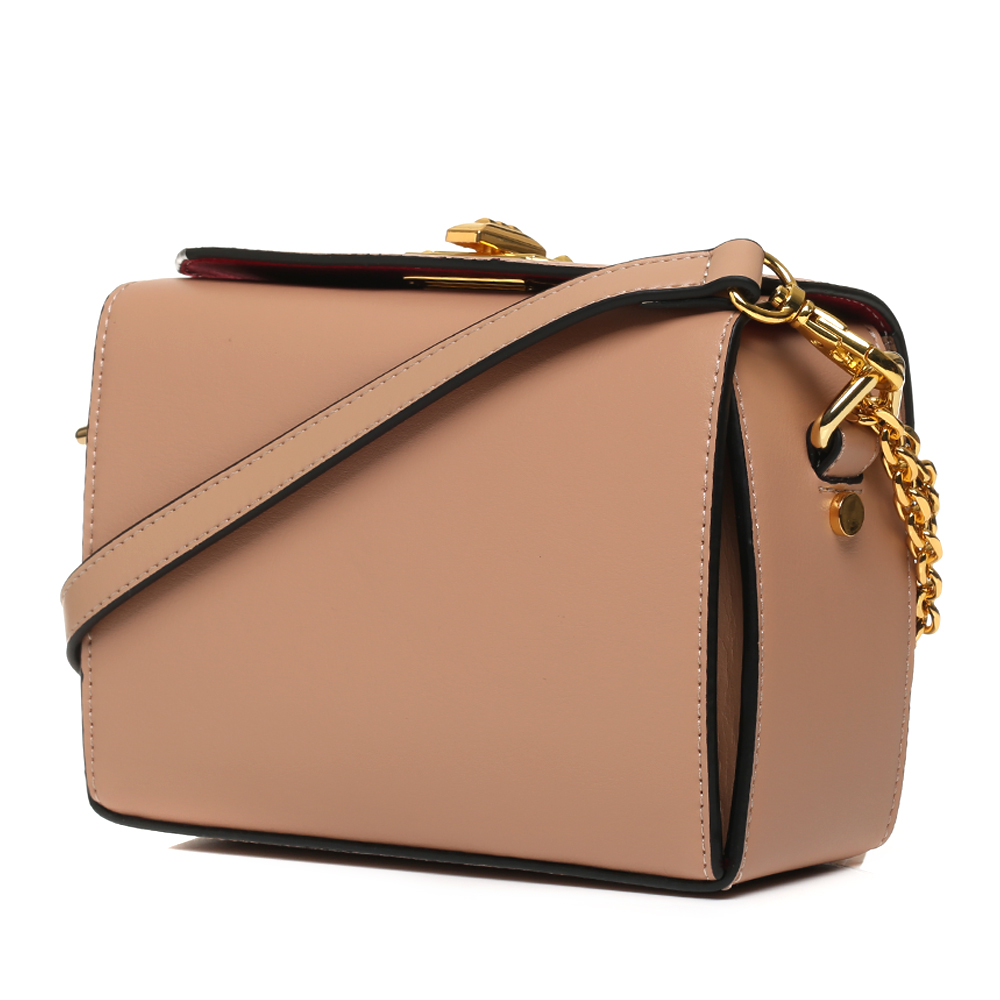 basto/百思图冬季粉色牛剖层皮革简约时尚女单肩包小方包x1244dn7