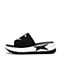 BASTO/百思图2018夏季专柜同款黑色布面闪钻笑脸卡通坡跟女凉拖鞋YUR01BT8