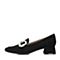 BASTO/百思图2018秋季专柜同款黑色绒面水钻粗跟女单鞋YUG01CQ8