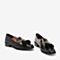 BASTO/百思图2018秋季专柜同款黑色浅口乐福鞋方跟女单鞋YSS03CQ8