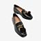 BASTO/百思图2018秋季专柜同款黑色浅口乐福鞋方跟女单鞋YSS03CQ8