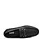 BASTO/百思图2018秋季专柜同款黑色花纹牛皮革套脚平跟男休闲鞋BIM30CM8