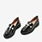 BASTO/百思图2018秋季专柜同款黑色（宽版）漆浅口乐福鞋女单鞋RQZ22CQ8