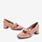 BASTO/百思图2018秋季专柜同款粉色牛皮革漆皮珍珠粗跟女单鞋RRG20CQ8
