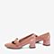 BASTO/百思图2018秋季专柜同款粉色牛皮革漆皮珍珠粗跟女单鞋RRG20CQ8