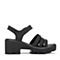 BASTO/百思图2018夏季专柜同款黑色人造革简约纯色坡跟女凉鞋DB537BL8