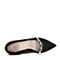 BASTO/百思图2018秋季专柜同款黑色羊皮革珍珠浅口尖头女单鞋A7380CQ8