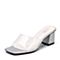 BASTO/百思图2018夏季专柜同款白色PU革粗跟一字女凉拖鞋RNL17BT8