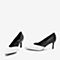 BASTO/百思图2018秋季专柜同款白/黑羊皮革拼色通勤细高跟女单鞋PC108CQ8