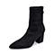 BASTO/百思图2018冬季专柜同款黑色弹力绒布优雅尖头袜靴女靴RSE61DZ8
