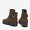 BASTO/百思图2018冬季专柜同款牛剖层皮革方跟女皮靴短靴RBQ45DD8