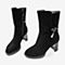 BASTO/百思图2018冬季专柜同款黑色羊皮革侧拉链粗跟女皮靴RRR62DZ8