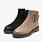 BASTO/百思图2018冬季专柜同款牛皮革侧拉链方跟女短靴DD708DD8