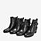 BASTO/百思图2018冬季专柜同款牛皮革粗跟女短靴HD360DD8