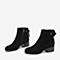 BASTO/百思图2018冬季专柜同款羊皮革绒面休闲方跟女短靴YWT01DD8