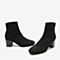 BASTO/百思图2018冬季黑色针织布纯色方头粗跟女短靴袜靴RPT40DD8
