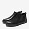 BASTO/百思图2018冬季专柜同款黑色牛皮革平跟男休闲鞋BXQ16DD8