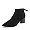 BASTO/百思图2018冬季专柜同款黑色纺织品优雅尖头粗跟女皮靴PD163DD8
