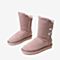BASTO/百思图2018冬季粉色牛剖层皮革平跟雪地靴中筒女靴AG868DZ8