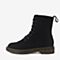 BASTO/百思图2018冬季黑色牛剖层皮革系带休闲方跟女靴马丁靴CD408DZ8