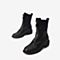 BASTO/百思图2018冬季黑色牛皮革前拉链方跟女皮靴休闲靴X8725DZ8