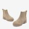 BASTO/百思图2018冬季专柜同款粉杏色剖层牛皮革坡跟切尔西靴女短靴ZBU01DD8