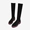 BASTO/百思图2018冬季专柜同款黑色植绒布字母弹力长靴休闲女靴ZBJ01DG8
