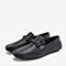 BASTO/百思图春季专柜同款黑色软面牛皮革平跟男休闲鞋AXZ11AM9