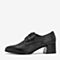 BASTO/百思图春季专柜同款黑色牛皮革系带粗跟纯色女皮鞋RUU20AM9