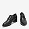 BASTO/百思图春季专柜同款黑色牛皮革系带粗跟纯色女皮鞋RUU20AM9