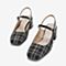 BASTO/百思图夏季黑色纺织物格子方跟休闲女皮凉鞋TYD01BH9