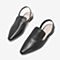 BASTO/百思图年夏季黑色牛皮革简约纯色方跟后空女凉鞋AC009BH9