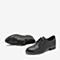 BASTO/百思图春季专柜同款黑色牛皮革系带方跟休闲女皮鞋RMD32AM9
