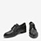 BASTO/百思图春季专柜同款黑色牛皮革系带方跟休闲女皮鞋RMD32AM9
