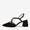BASTO/百思图夏季专柜同款黑色羊绒皮革休闲女皮凉鞋RLH19BH9